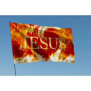 Jesus Fire Silk Worship Flag Banners Decoration