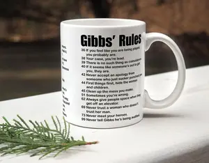 [Sale up to 30%] + [FREE SHIP] Gibb's Rules Ceramic Mug, Gift  Stylish Drinkware Idea, Coffee Tea Hot Cold Drink Cup Decor