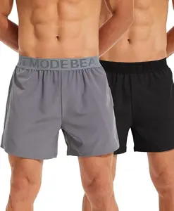 Male 2-Pack 5-Inch Plain Quick-Dry Athletic Shorts with Elastic Waistband, Ideal for Gym, Running