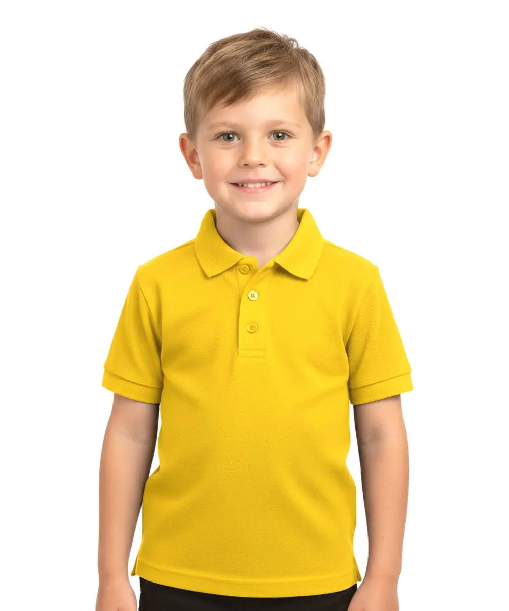 Boy's Premium Quality Pique Polo Uniform Shirt Short Sleeve Gold 5-18 BSU01