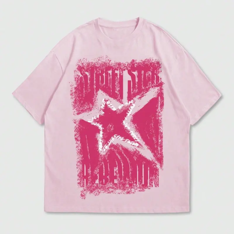 Unisex's Star Print Round Neck Tee, Casual Comfy Tee, Regular Fit Casual Fashion Short Sleeve T-shirt for Summer, Unisex Top for Daily Wear, Women