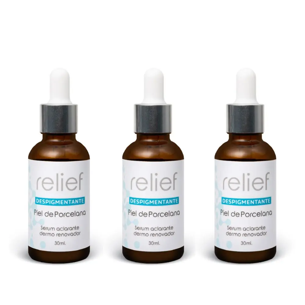 RELIEF DESPIGMENTANTE DE PIEL: Piel de Porcelana x30ml (3 pack)