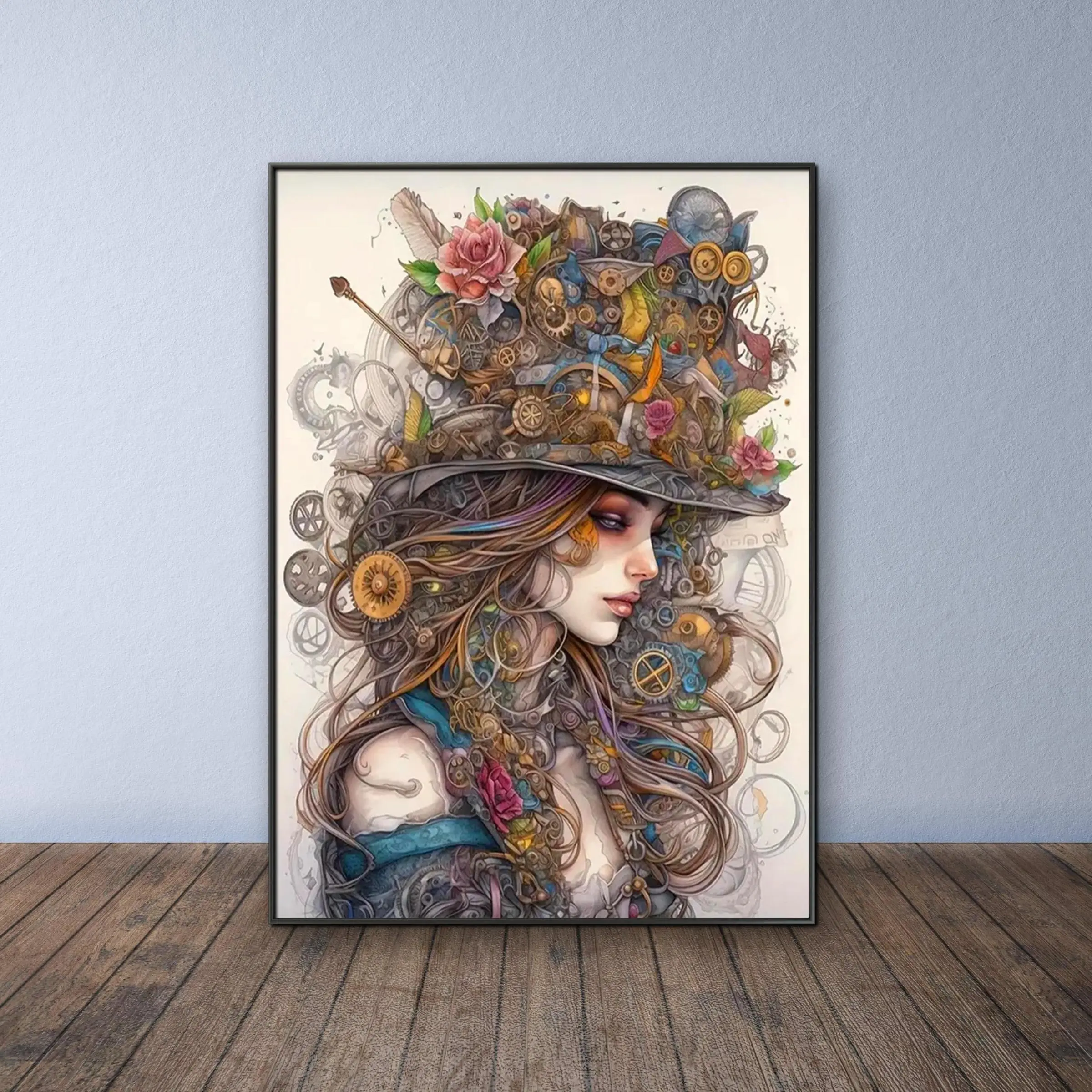 Steampunk Girl Pattern DIY Diamond Arts Colorful Painting Kit without Frame, DIY 5D Diamond Arts Colorful Painting Kit, Wall Art Decor for Home