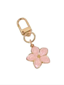 Metal Sakura Keychain, Personalized Stainless Steel Key Ring, Floral Pattern Keychain, Floral Handbag Charm, Elegant Flower Design Accessory, Unisex Gift