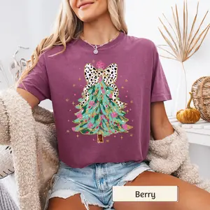 Christmas Shirt Comfort Colors, Brushstroke Holiday Tee, Women's Christmas Graphic