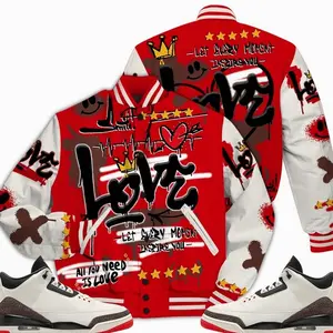 World's Best Dad 3s Outfit Varsity Jacket, Happy Love Beats Graffiti Streetwear neaker Matching Shirts