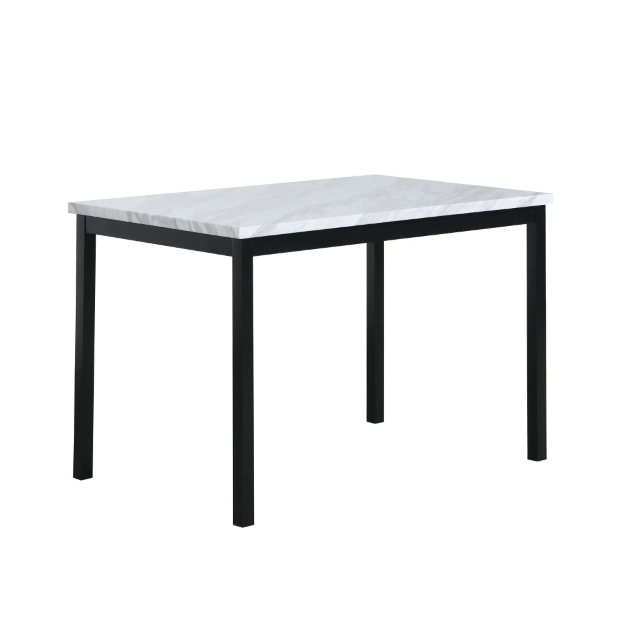 diningtable Noyes Metal Dining Table with Laminated Faux Marble Top, Off-white