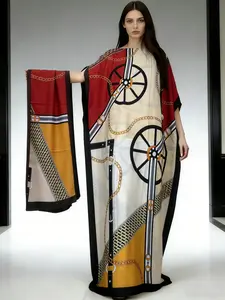 1dress + 1scarf Luxury Kaftan Dress with Matching Scarf, Boho Maxi Caftan for Women, Beach Cover Up, Oversized Robe, Resort Wear, Abaya Dress, Summer Holiday Outfit, Plus Size Kaftan, Printed Loungewear, Gift for Her