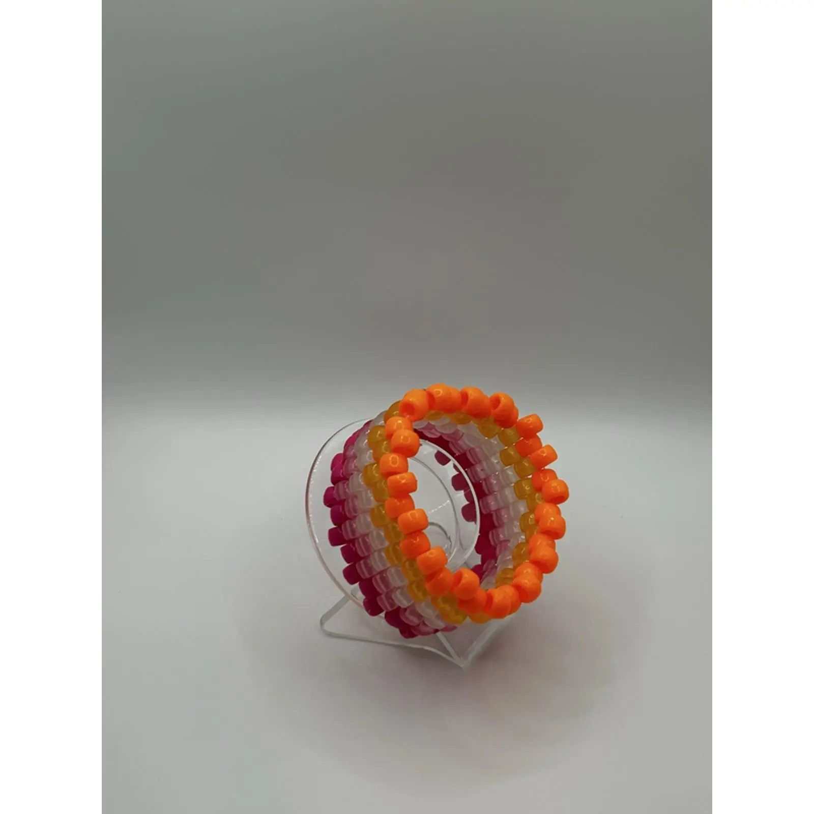 Glow in the Dark Sunset Colors Kandi Cuff - Vibrant Beads for Stylish Accessory