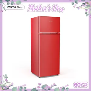 Upstreman mini fridges 7.7 Cu.Ft. Refrigerator with Freezer Double Door Fridge Adjustable Temperature Thermostat Large Capacity Reversible Door Swing Energy-Efficient Compact Mini for Apartment Office Dorm BD75/SD75 Home Appliance