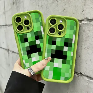 Hot Block Game M-Minecrafts Phone Case Suitable for iPhone 17 16e 16 15 14 13 12 11 Mini Pro Max Air X XR XSMAX 8 7 Plus Anti Fall Shockproof Protective Protection Soft TPU Back Cover