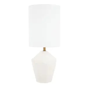 Unique Ashburn Table Lamp in Hand-Molded White Concrete with Natural Air Bubbles