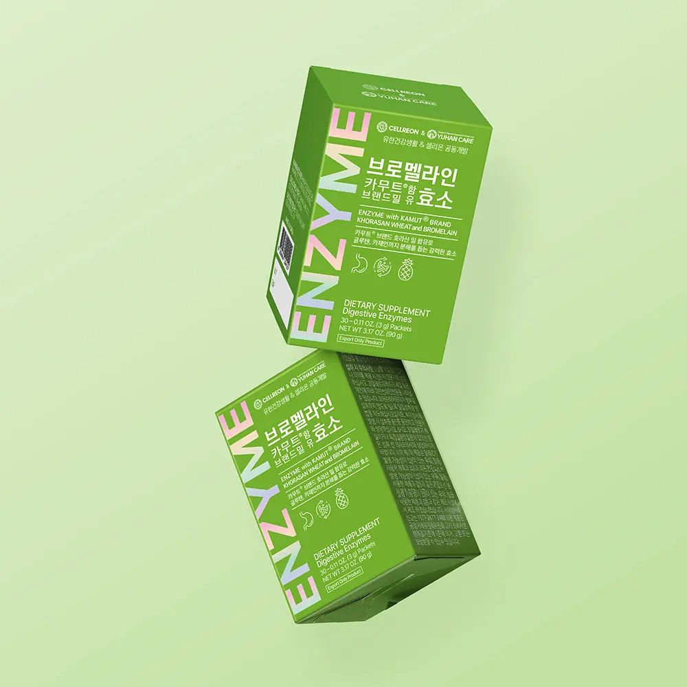 Enzyme with Kamut Brand Khorasan Wheat and Bromelain 0.11 oz. (3g) x 30packets (2 Box Bundle)