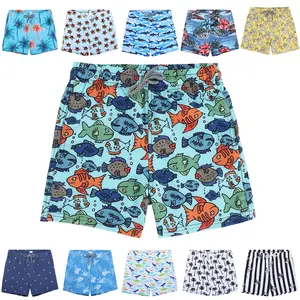 Boys' Cartoon Printed Swim Shorts with Pockets, Quick Dry, Knee Length & Loose Fit for Little Boys' Swimwear