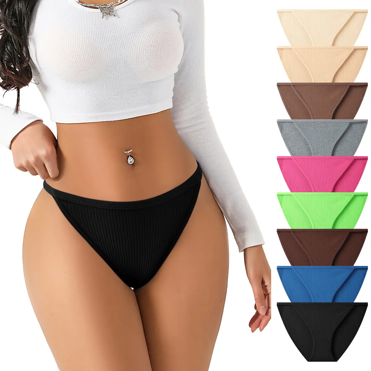Hotcom Random 9 Pack Women's Solid Color Cotton Triangle Underwear  Breathable Comfortable Lightweight Thong Panty for Daily Wear All Seasons Invisible Lingerie SpringStatements - Fits, Day, Elegant Fits Basic summerwins,summerwins