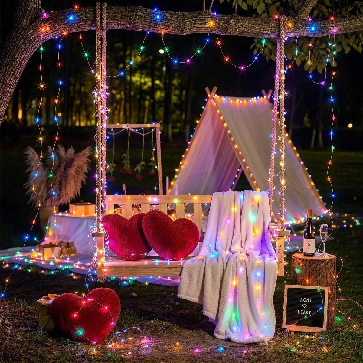Patriotic Decorative String Lights, 2Pack 200LED Memorial Day 4th of July Decorations with 8 Modes for Garden, Patio mini