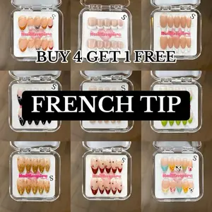 FRENCH TIP NAILS The Nail Empire | 10pcs  Press On Nails | Most Affordable | High Quality | Cute designs | Glossy Finish | Reusable |