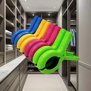 8 Piece Set Beach Towel Clips for Chairs, Cruise Pool Chair Towel Rack, Large Durable Clothespins, Prevents Towels From Blowing Away