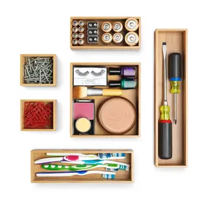 Whitmor Set of 6 Bamboo Drawer Organizers