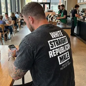 White Straight Republican Male Wash Tee, T shirt, Tank Top Wash