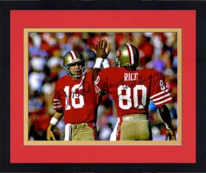 Framed Joe Montana, Jerry Rice San Francisco 49ers Dual Signed 11" x 14" Red Jersey Photograph - Fanatics Authentic Certified