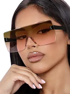 Women's Irregular Polygonal Frameless Sunglasses, Lightweight Durable Casual Eyewear for Outdoor Activities & Vacation