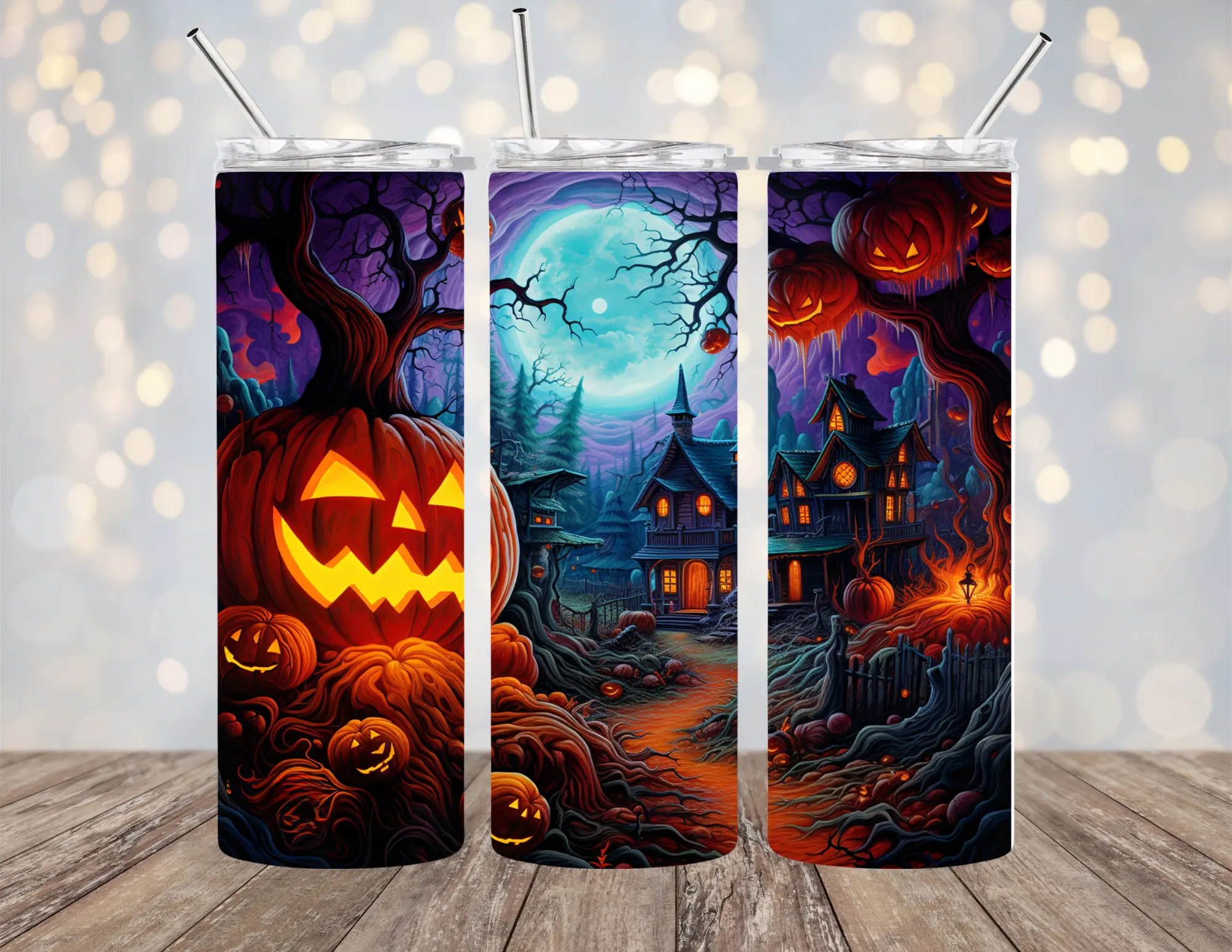 20 OZ HALLOWEEN INSULATED SKINNY TUMBLER W/ STRAW HOT & COLD BEVERAGES