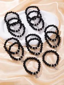 Elegant Beaded Elastic Adjustable Bracelet, Casual Daily Wear Accessory, Perfect Match for Any, Stylish Jewelry for Women & Men, Crystal Bracelet, Beaded Bracelet Set