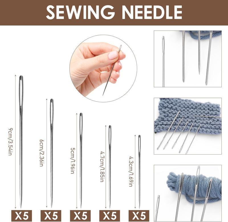 Portable 34-piece sewing kit with large-eye needles and threads for mending & DIY. Great for beginners and pros, and practical for gifting to the elderly..