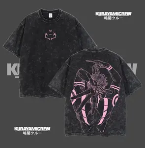 Ryomen Sukuna JJK Washed Oversized Tee, Unisex Anime Graphic T-Shirt