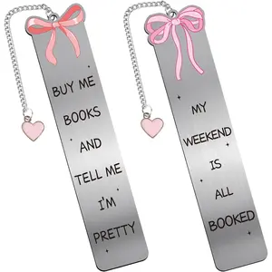 Bow Bookmarks for Women - 2 count Cute Girly Metal Book Marks Girls Gifts Charm  Aesthetic Page Makers Reading  Book Lovers Bookish Birthday Student Teacher School Accessories