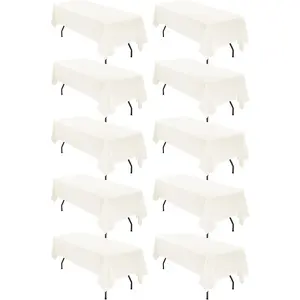 fani 10 Pack 60 x 102 Inch Tablecloth, Ivory Tablecloth for 6 Feet Rectangle Tables, Stain and Wrinkle Resistant Washable Table Cloth for Wedding Party Dining Table Buffet Parties Camping