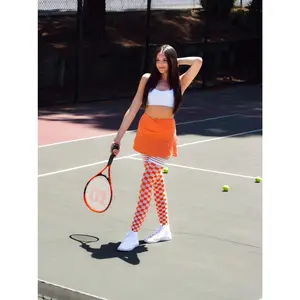 Kix'ies Game Day Orange & White Leggings - Summer Comfortable Silicone Grip Band - Petite to Plus Size - Kick Tights Outdated Hosiery