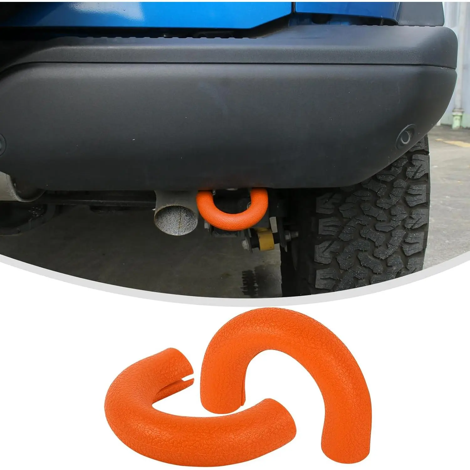 Tow Hook D Ring Covers Fit for 2021-2024 2025 Ford Bronco Accessories, Rear Bumper Tow Hook Rubber Sleeve Protectors for Bronco Raptor Accessories(Orange)