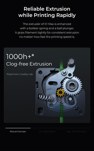 Creality K1 Max AI Fast 3D Printer with Al-assisted Carefree Printing, 600mm/s Printing Speed, 300x300x300mm Large Build Volume
