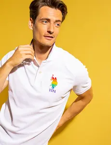 PRIDE RAINBOW TRIM PIQUE POLO SHIRT