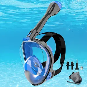 1pc JoyMaySun Silicone Full Face Snorkel Mask 180° Panoramic View Dry Top Anti-Leak Anti-Fog with Camera Mount Easy Breathing One Window Function for Adults