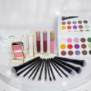 Makeup Bundle Eye Shadow Palette with 3 Lipglosses, 2 Blushes & 12 Brushes Set for Complete Makeup Look