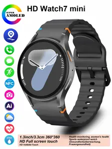 New HD Watch7 mini smart watch, wireless calling, heart rate, step counting, sleep monitoring, outdoor triple-proof health watch, 1.32-inch HD full touchscreen zinc alloy round dial, unisex, Multifunctional Smartwatch