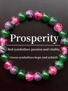 Attract Wealth Bring Good Luck Triple Protection Emotional Balance Contrast Cracked Crystal Beaded Bracelet, Minimalist Jewelry for Daily Wear, Meditation, Gift Idea