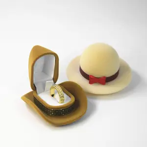Portable Hat-Shaped Jewelry Box – Vintage Cowboy/Top Hat Ring Case for Engagements, Anniversaries