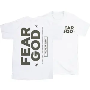 Women's/Men's T-Shirt Fear God Psalm 128:1 Bold Print Tee Christian Religious Inspired Casual Cotton Short Sleeve Top Minimalist Faith Based Shirt Valentine's Day Gift Thanksgiving Gift