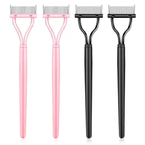4Pcs Lash Comb Eyelash Separator Metal Lash Comb Arc Designed Mascara Applicator Eyebrow Brush Metal Teeth Eye Lash Tool with Comb Cover for Women Mascara Applicator Brushes Tool salbsever