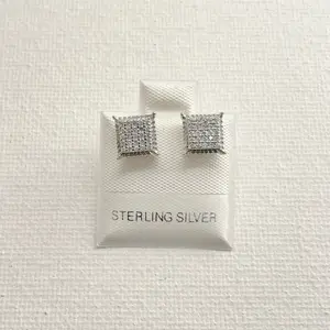 Sterling Silver 925 CZ Square Stud Earrings Screw Back 7mm