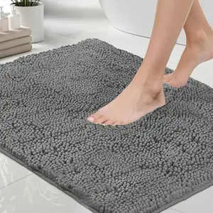 Bath Rug Mat, Thick Soft Absorbent Chenille, Quick Dry Microfiber Mats, Rubber Backing Washable Shower Floor Rugs, US Designed Bathroom Bathmat Home Decor Accessories