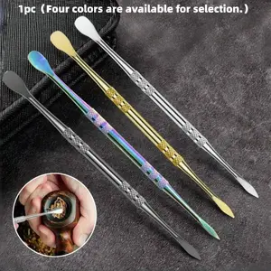Stainless Steel Dual-Head Tube Spoon, Titanium Alloy Cleaning Tool, Wax Carving Kit, Smoking Accessory, Fun Gift Idea, Durable, Versatile, Unique, Creative Hobbies