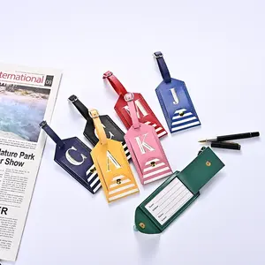 PU Leather Luggage Tag with Letter Design, Custom Travel Bag Label, Durable Name Tag for Suitcases, Fashionable Travel Accessories