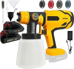 (with or without battery)Cordless Paint Sprayer for DEWALT 20V Battery HVLP Electric Spray Paint Gun with 4 Nozzles & 1000ml Capacity Container for Painting Wall Fence Home Interior and Exterior (Tool Only) Ip hv milwaukee tools paints prayer aeroproa610