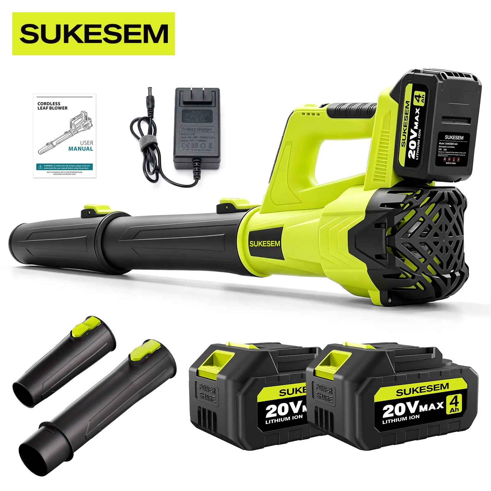 SUKESEM Cordless Lithium Battery Blower  Super Power, 4.0Ah Batteries, Lightweight Portable Handheld Blower, Leaf & Dust Removal, User-Friendly Outdoor Gadget, Garden Tool, Father's Day Gift, Portable Handheld Blowers