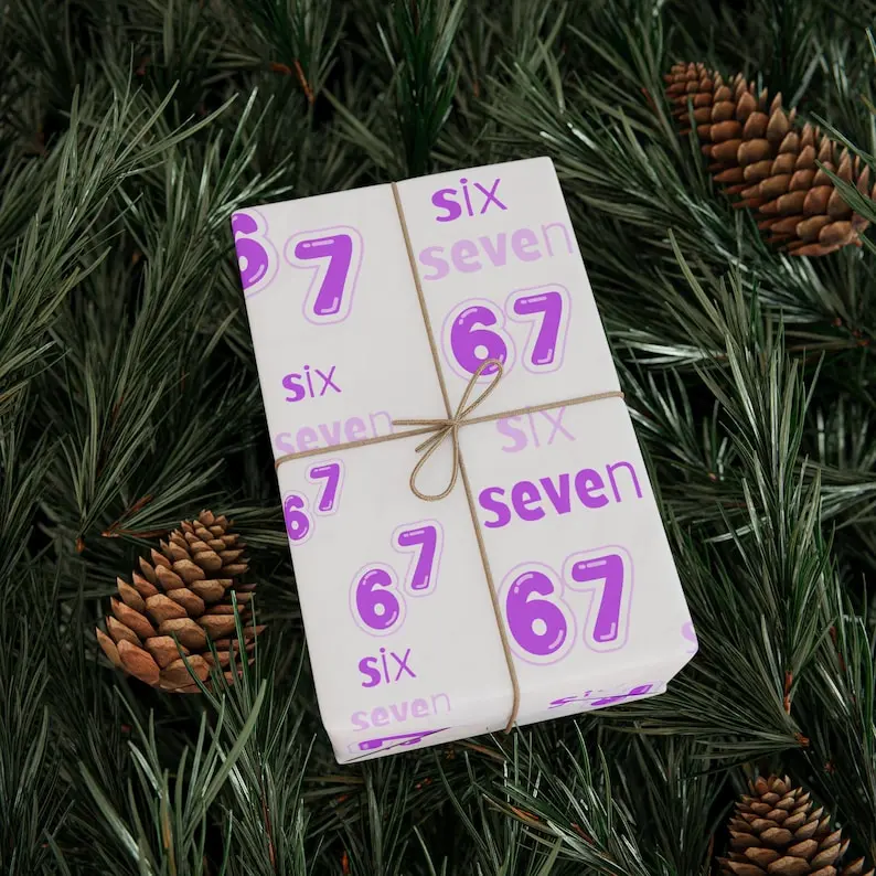 Funny 67 Meme Gift Wrap Paper | Viral Six Seven Wrapping Paper | Trendy TikTok Meme Wrap for Birthdays, Gag Gifts, or Just Because